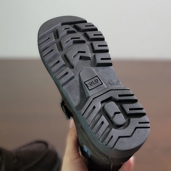 Polo Ralph Lauren Bear Leather Suede Brown Ranger Combat Boots Kids Sizes New - Picture 11 of 11